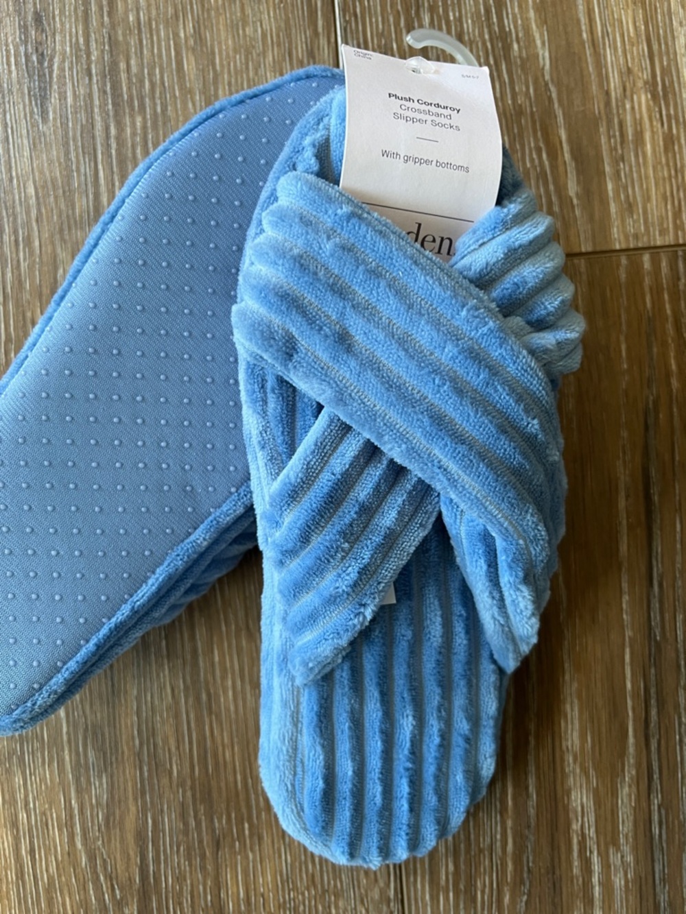 Size 5 6 7 Auden Plush Corduroy Luxury Crossband Slippers House Shoes Blue